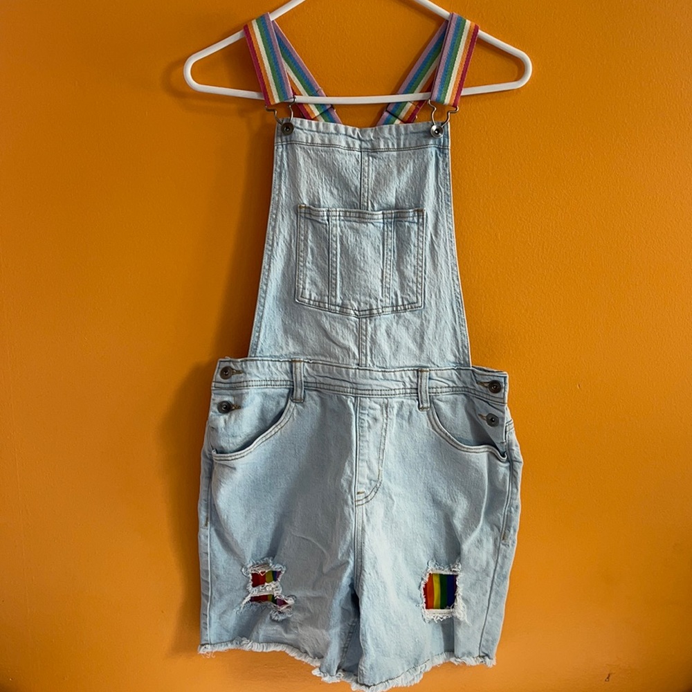 Pride Rainbow Jean Strap Shortalls